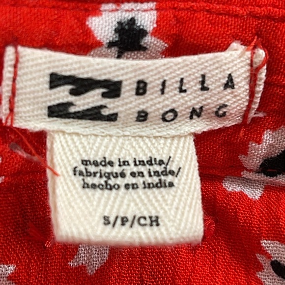 BILLABONG Little Flirt Havana Red Maxi Dress Size S Red Floral Button-Up Dress - Picture 8 of 8